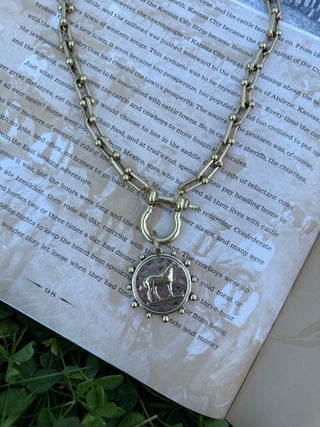 The Horse Medallion Necklace in Gold