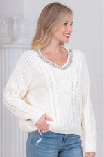 The Jessie Jewel Cable Knit Sweater