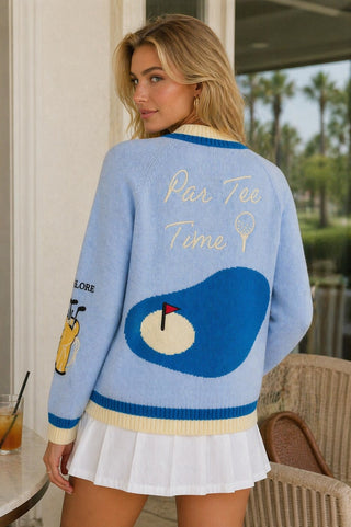 The Par Tee Time Golf Cardigan in Blue