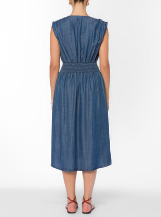The Murietta Denim Ruched Dress