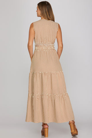 The Francesca Brown Gingham Maxi Dress