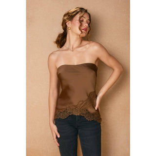 Satin Dreams Lace Trim Tube Top