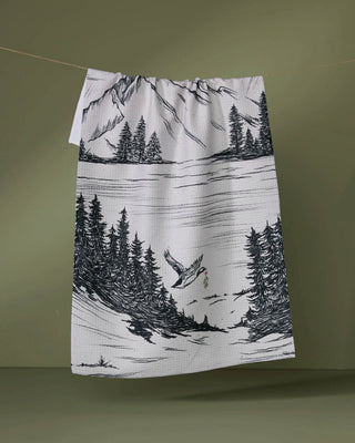Skirt with nature-themed design on a green background