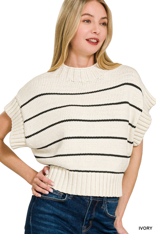 The Sadie Striped Mock Neck Sweater