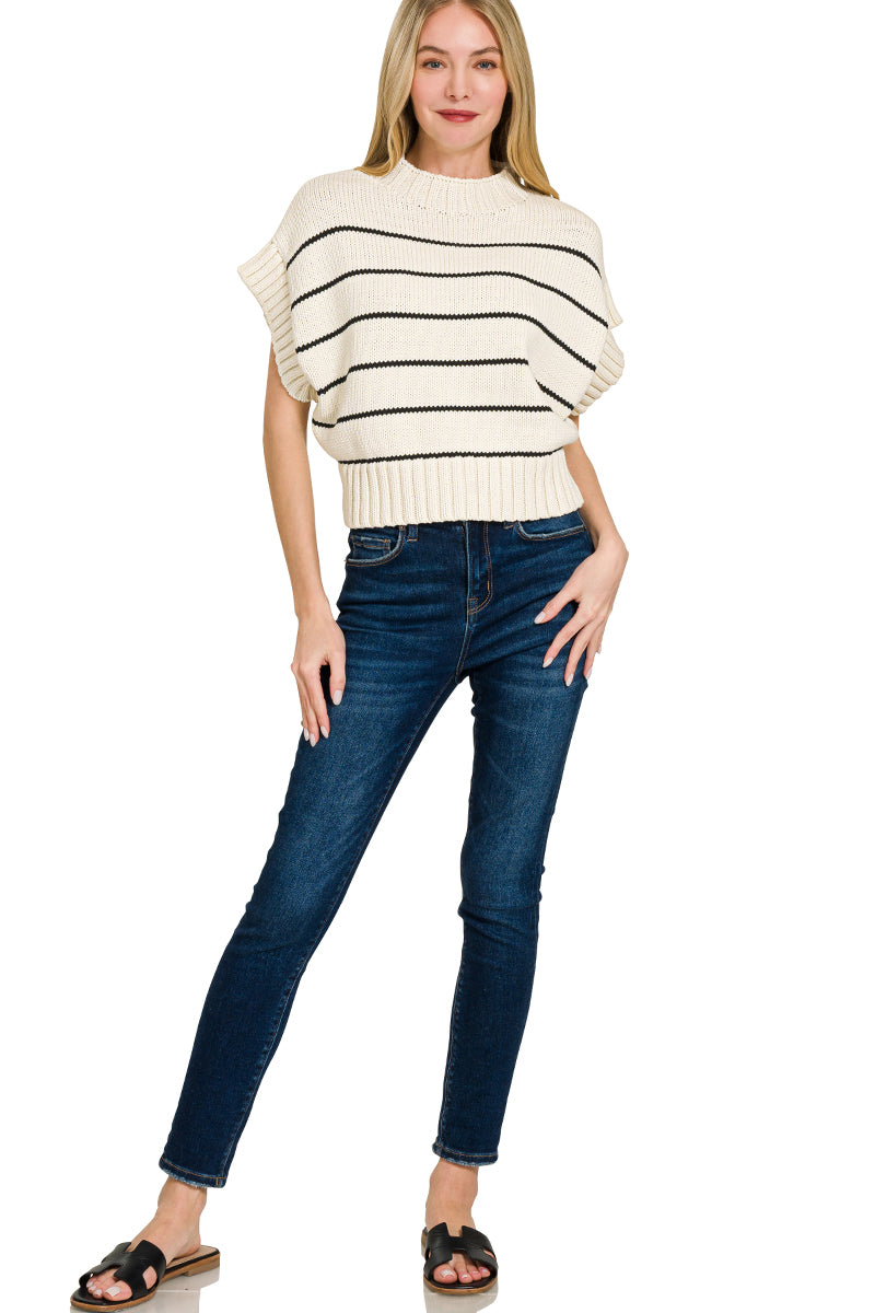 The Sadie Striped Mock Neck Sweater