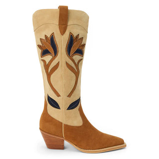 Floral western boots on white background