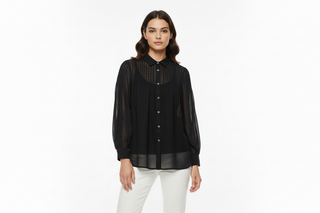 woman in black blouse