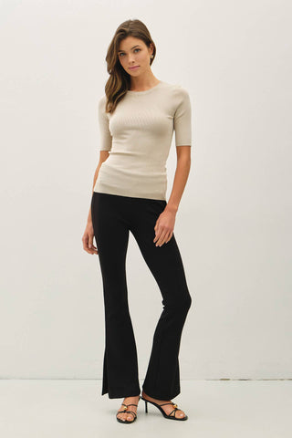 The Classic Solid Half Sleeve Rib Knit Top