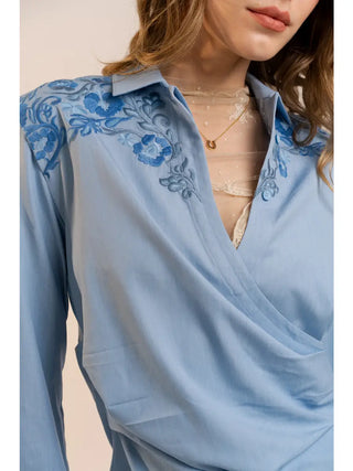 The Bluebell Embroidered Flower Mini Dress