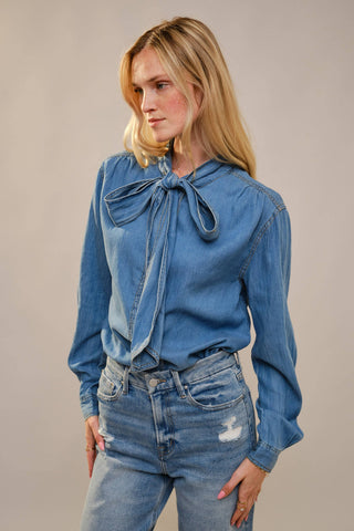 The Ranch Road Tie Chambray Blouse