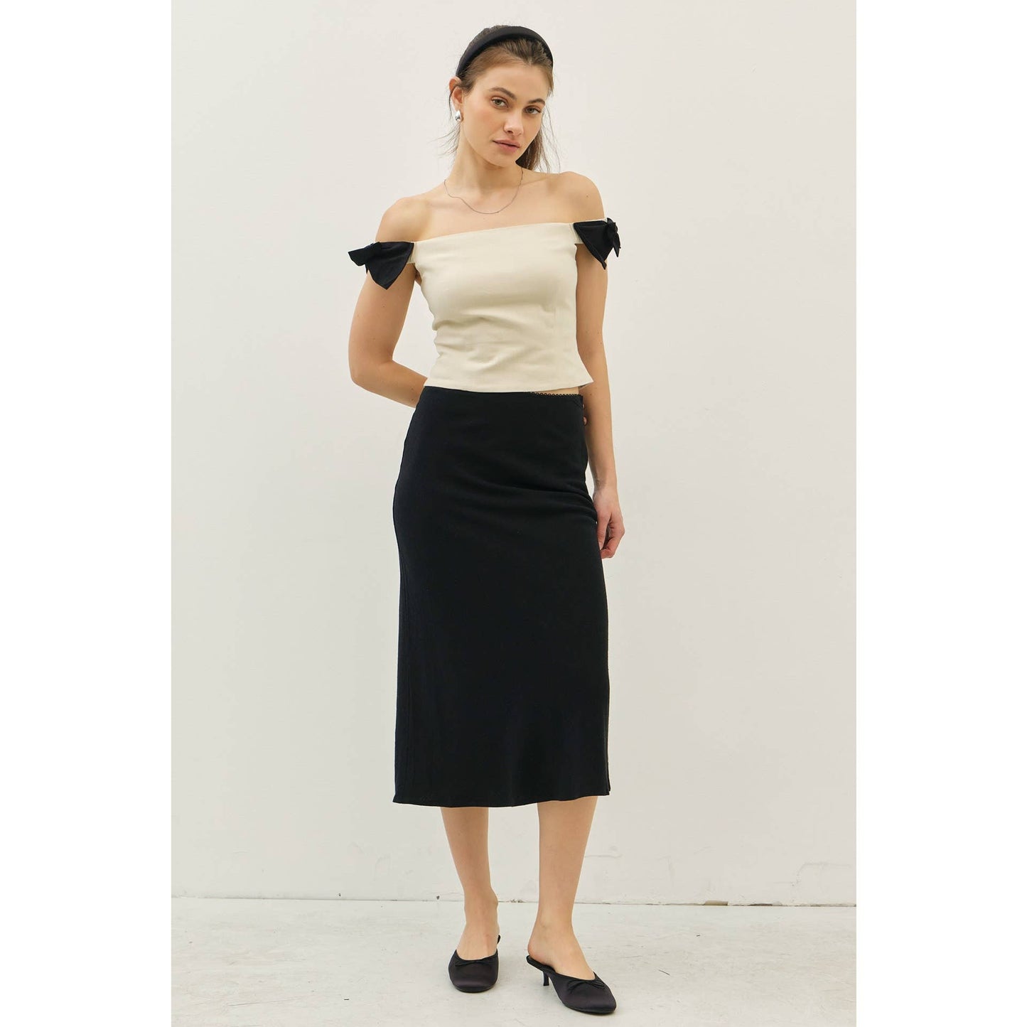 The Bethany Bow Detail Off The Shoulder Top