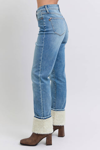 The Snowbound Straight Shearling Cuff Jeans