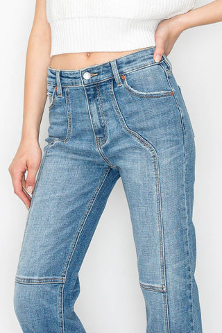 The Fae Western Detailed High Rise Straight Jeans