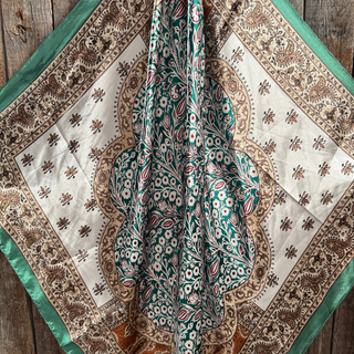 Teal, Brown and Tan Floral Wild Rag / Scarf