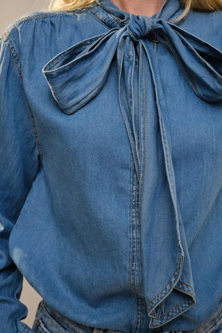 The Ranch Road Tie Chambray Blouse