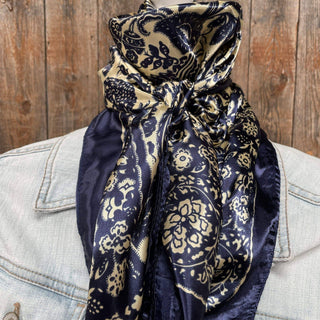 Royal Blue & Cream Paisley Wild Rag/Scarf WR144