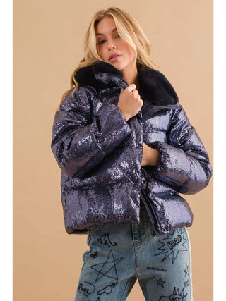 The Vivienne Sequin Puffer Jacket