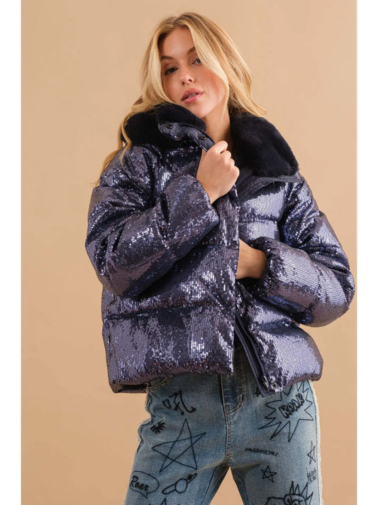 The Vivienne Sequin Puffer Jacket