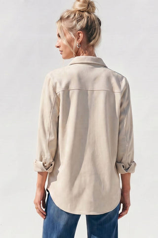 The Calico Floral Embellished Suede Oversized Shirt