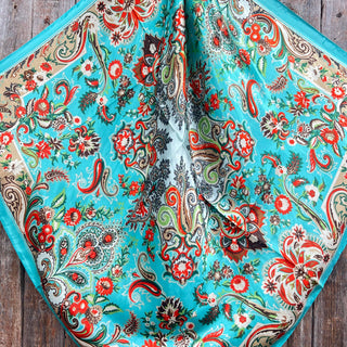The Turquoise 70's Paisley Wild Rag / Scarf