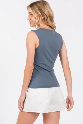 The Faye Double Layer Cotton V-Neck Top