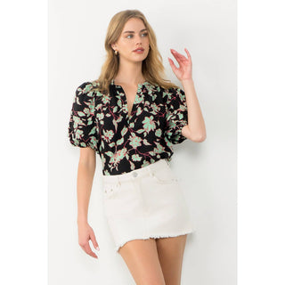 The Carolyn Puff Sleeve Flower Print Top