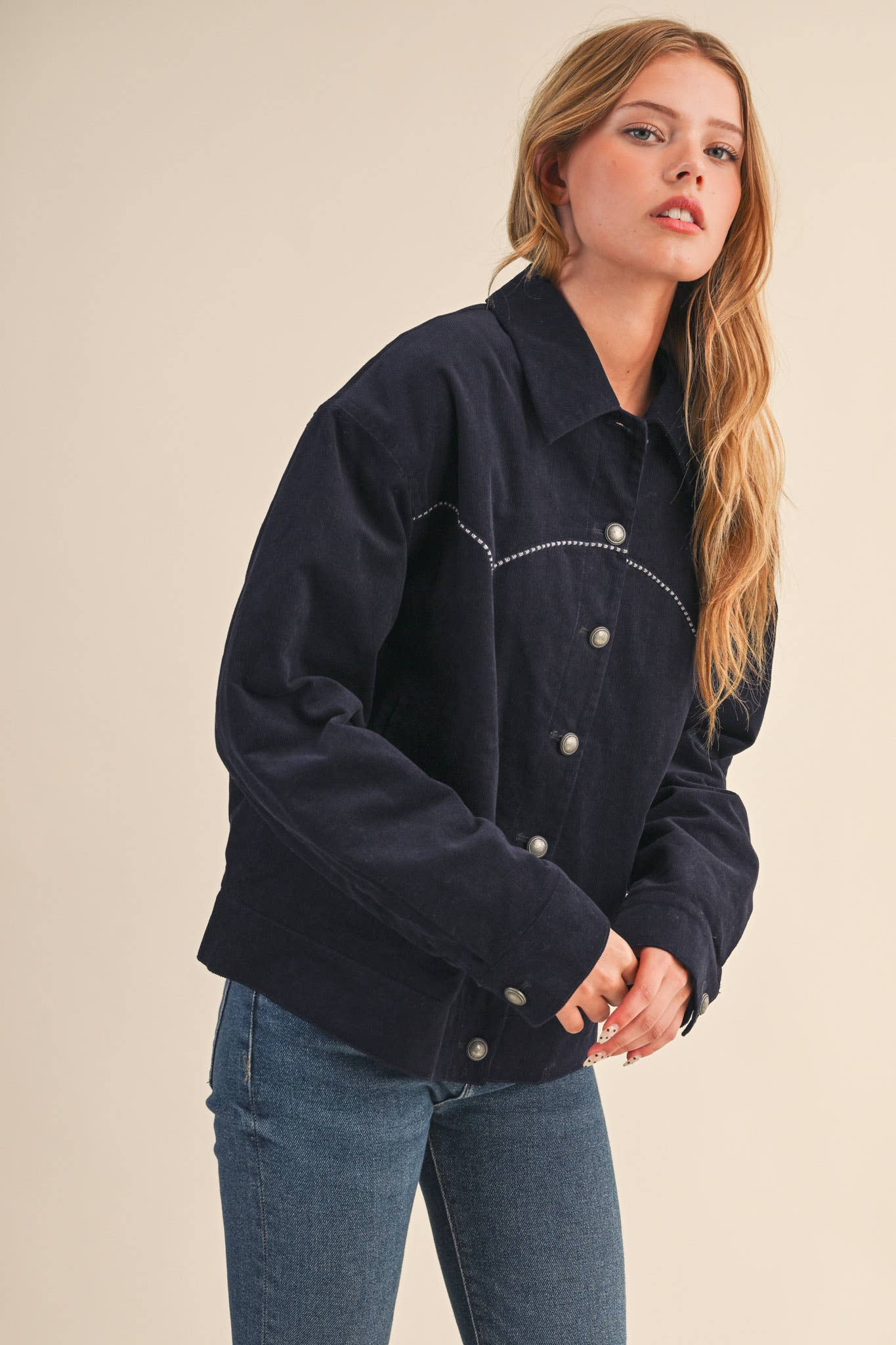 The Evie Floral Embroidered Corduroy Jacket
