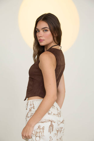 The Copper Canyon Suede Vest in Brown