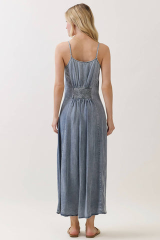 The Gracie Denim Tencel Button-Front Maxi Dress