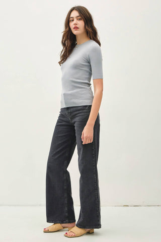 The Classic Solid Half Sleeve Rib Knit Top