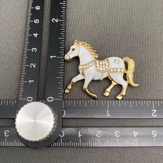 Rhinestone Inlaid Enamel Horse Brooch