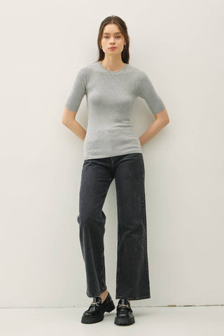 The Classic Solid Half Sleeve Rib Knit Top