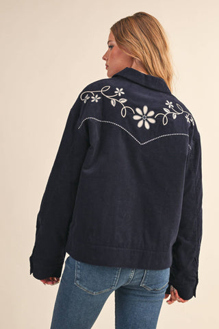 The Evie Floral Embroidered Corduroy Jacket