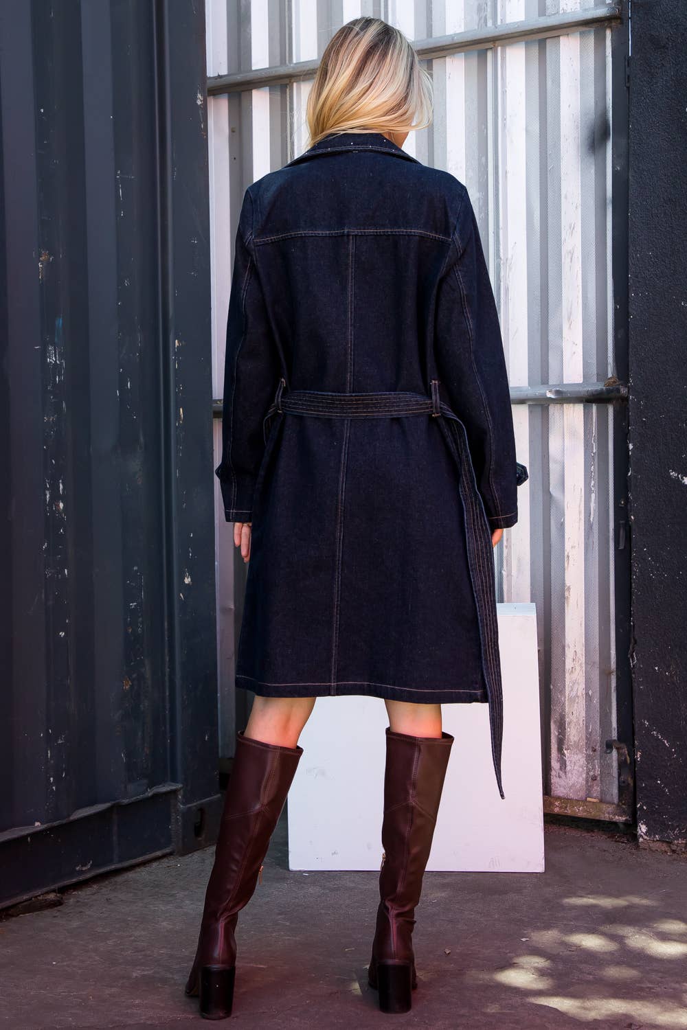 The Rhinestone Cowgirl Denim Trench Coat