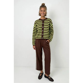 The  Espresso/Matcha Stripe Button Up Cardigan