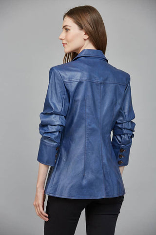 The Samantha Faux Leather Stretch Blazer