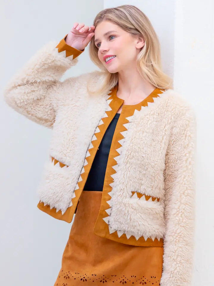 The Madeline Suede + Sherpa Jacket