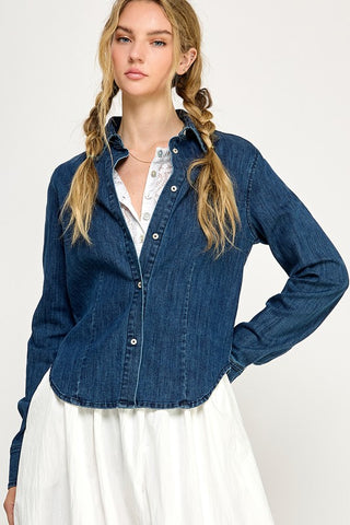 The Sara Semi-Fitted Denim Shirt – Women's Denim Top