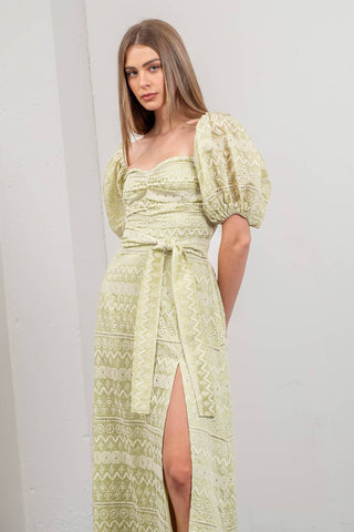 The Sage Sweetheart Puff Sleeve Dress