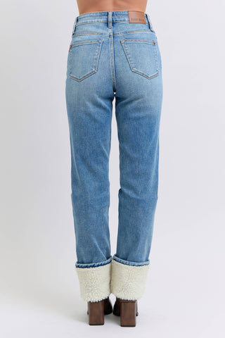The Snowbound Straight Shearling Cuff Jeans