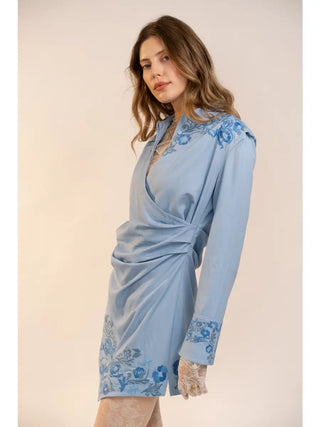 The Bluebell Embroidered Flower Mini Dress