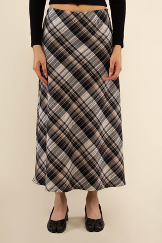The Amaya Flannel Plaid Maxi Skirt