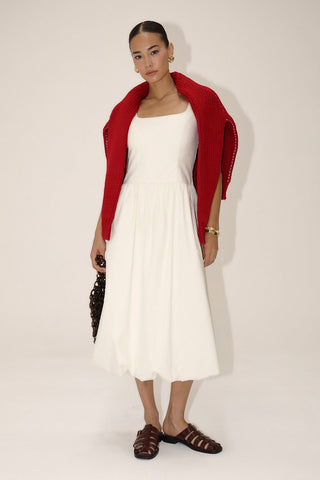 The Ellen Square Neck Sleeveless Bubble Dress in Cream