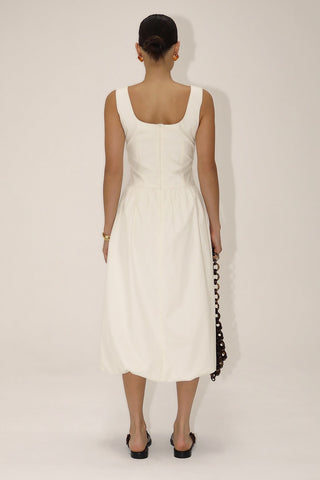 The Ellen Square Neck Sleeveless Bubble Dress in Cream