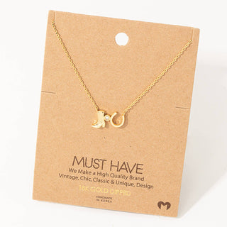18K gold dipped necklace with cowboy boot and horseshoe charm pendants on delicate chain