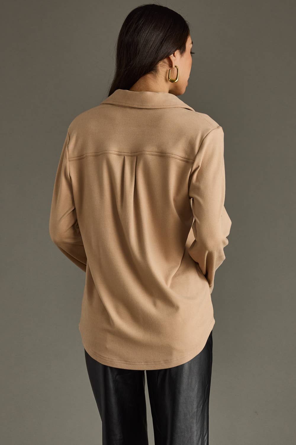 The Camel Super Soft Button Front Utility Blouse