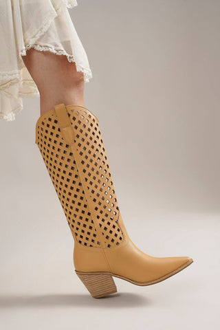 The Breezy Cut-Out Western Boots in Camel