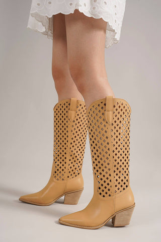 The Breezy Cut-Out Western Boots in Camel