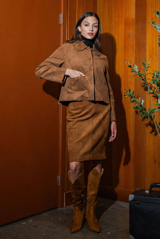 The Beth Stretch Suede Skirt