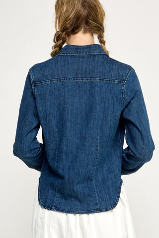 The Sara Semi-Fitted Denim Shirt – Women's Denim Top